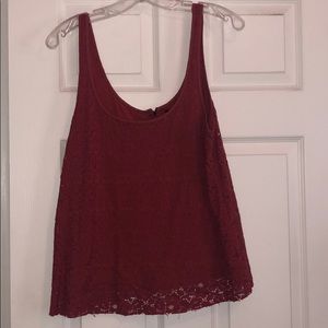 Dusty Red Lace Tank Shirt